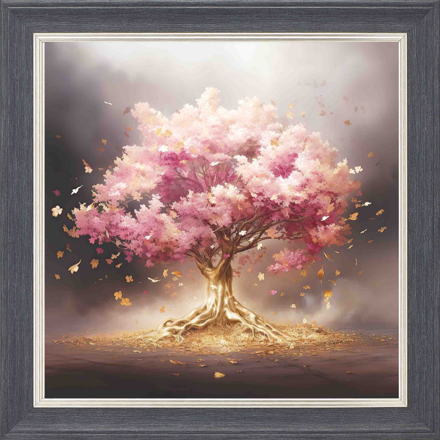 Rose Oak Misty Skies Framed Wall Art - Grey with Silver Trim