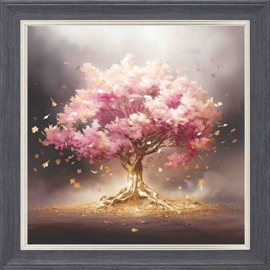Rose Oak Misty Skies Framed Wall Art - Grey with Silver Trim