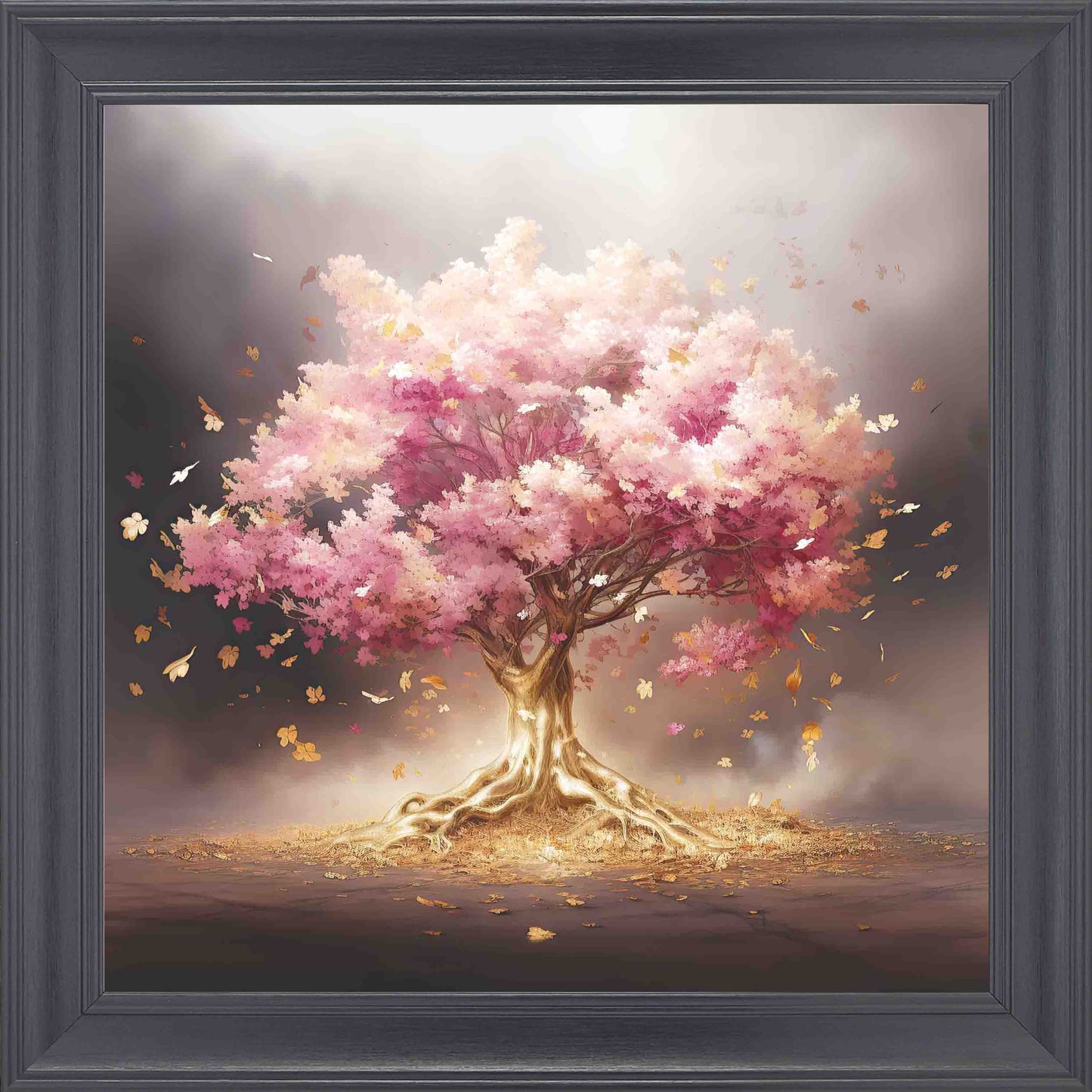 Rose Oak Misty Skies Framed Wall Art - Black