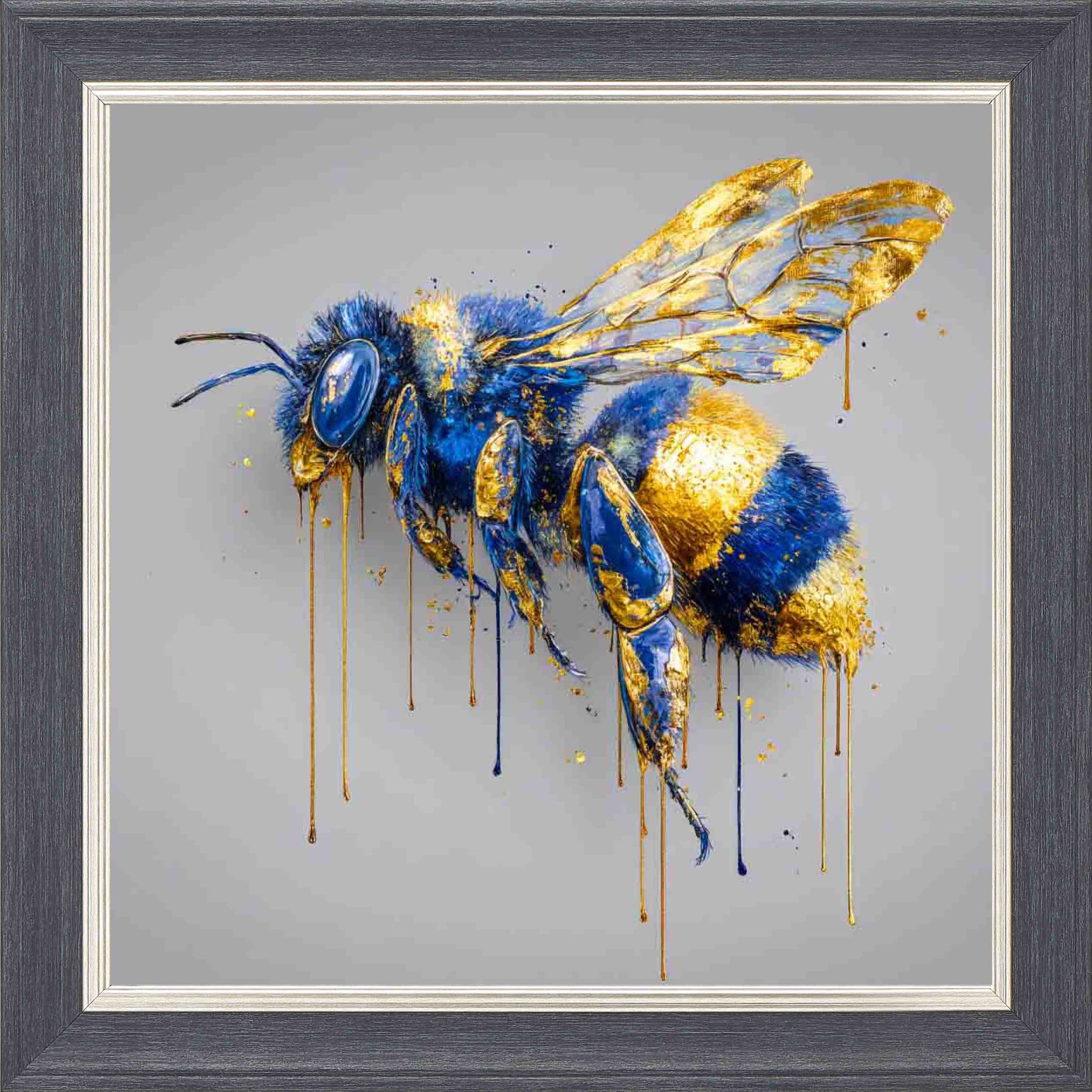 Royal Bee Framed Wall Art - Grey with Silver Trim
