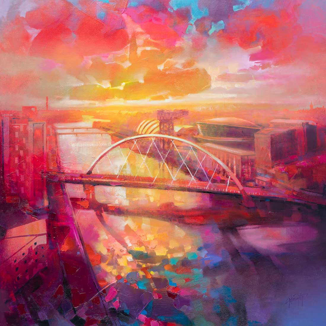 Clyde Arc Bridge by Scott Naismith framed signed limited edition Scottish landmark wall art print - alternate product image 2
