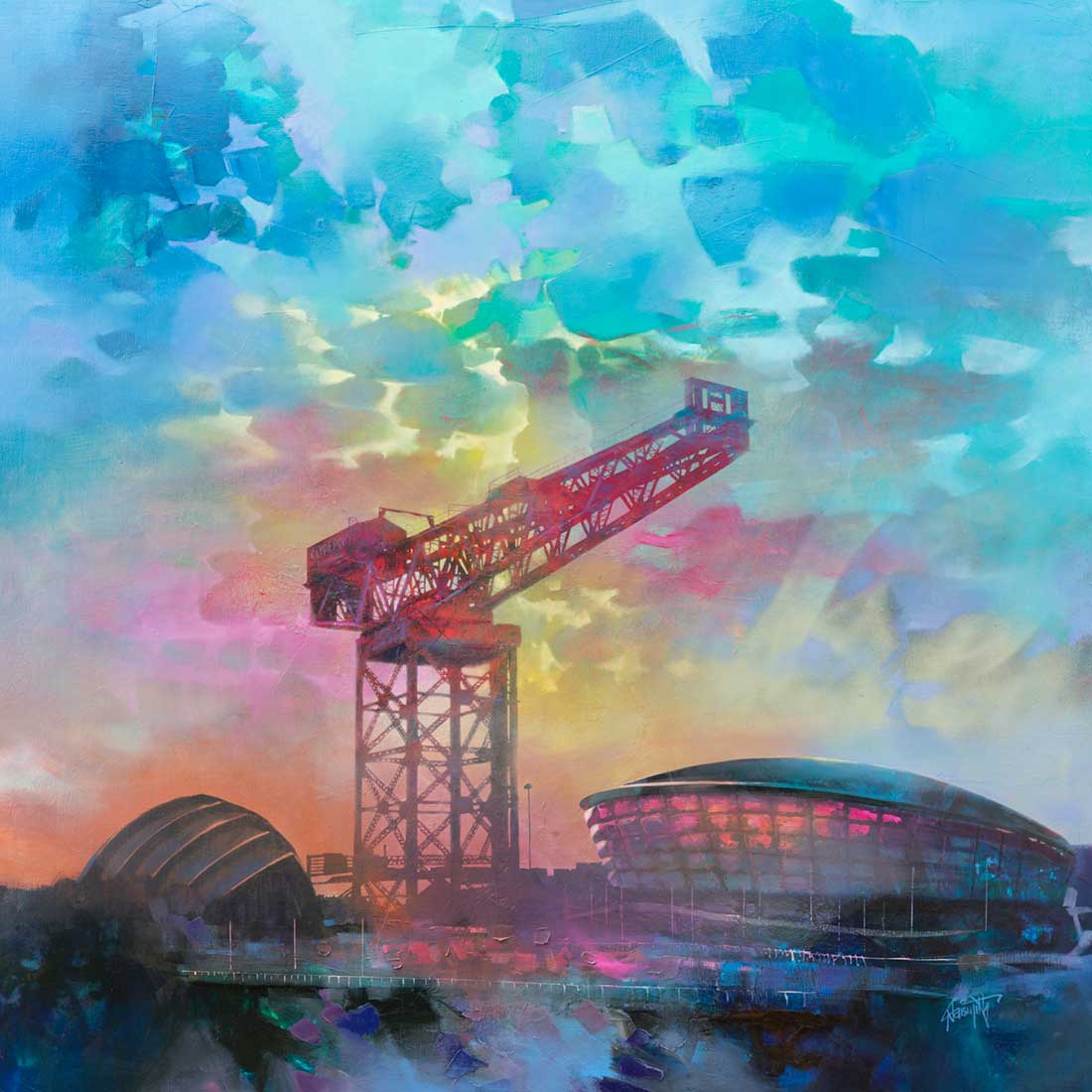 Finnestone Crane by Scott Naismith framed signed limited edition Scottish landscape wall art print - alternate product image 2