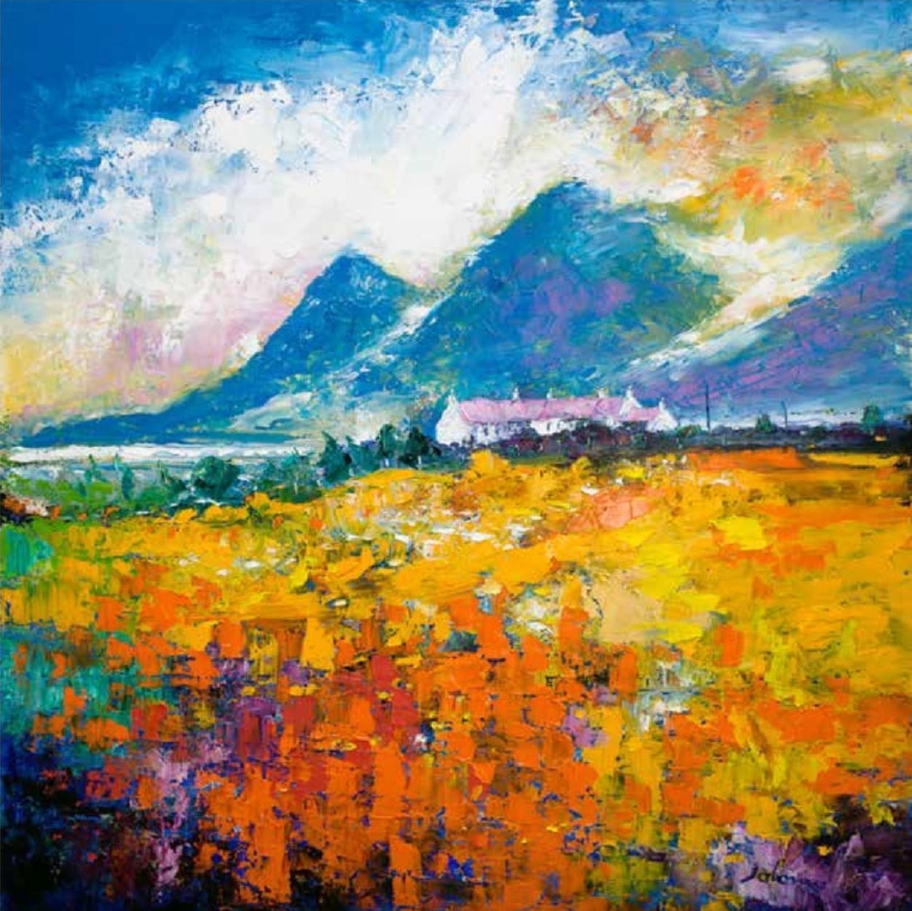 Heatherhouses, Islay looking to the Paps of Jura by John Lowrie Morrison (JOLOMO) Framed Art