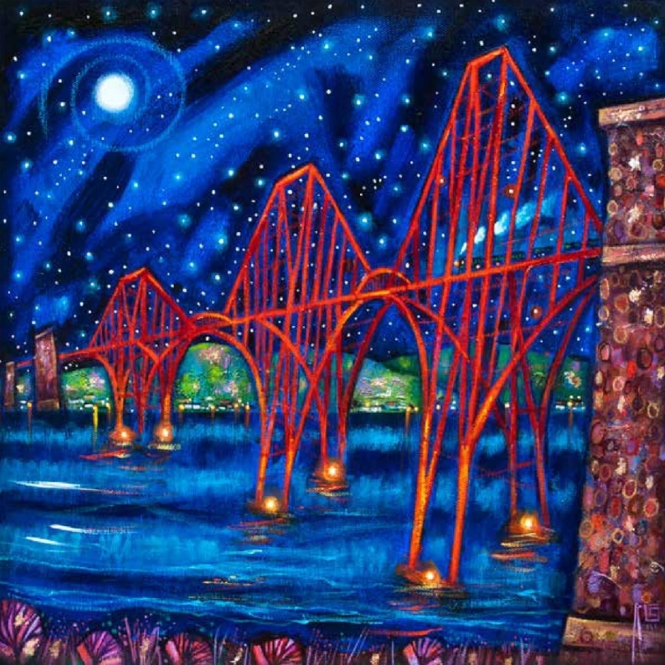 Forth Rail Bridge Night by Ritchie Collins