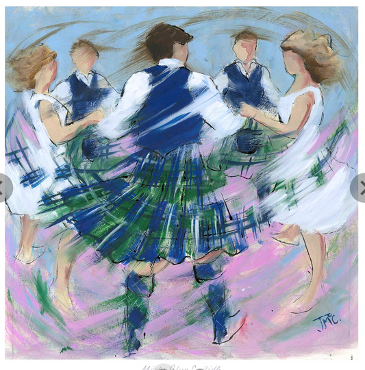 Misty Blue Ceilidh Dancers by Janet McCrorie