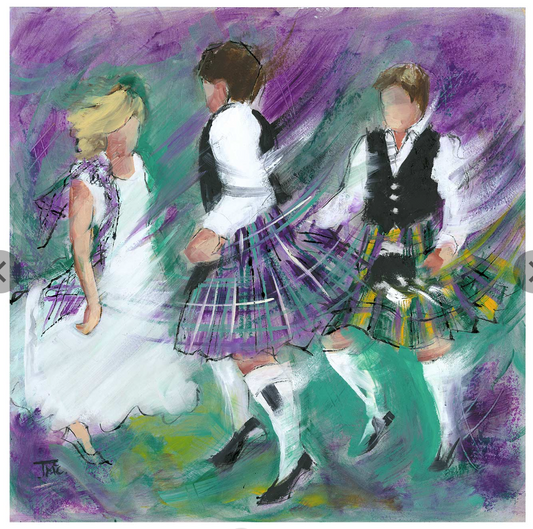 Threesome Jig Ceilidh Dancers by Janet McCrorie