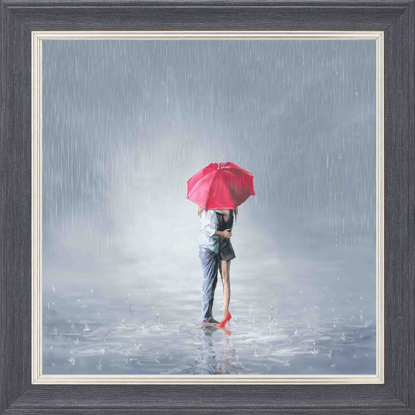Shelter Together Framed Wall Art - Grey with Silver Trim
