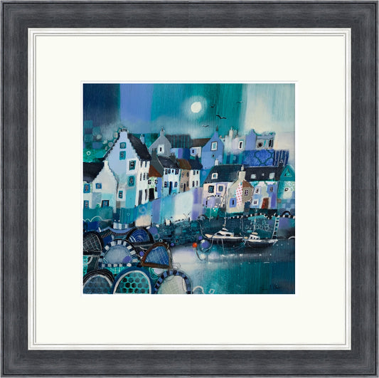 Summer Memories, Crail by Emma S. Davis framed wall art print showing a colourful summer view inspired by Crail and the relaxed character of the East Neuk coast