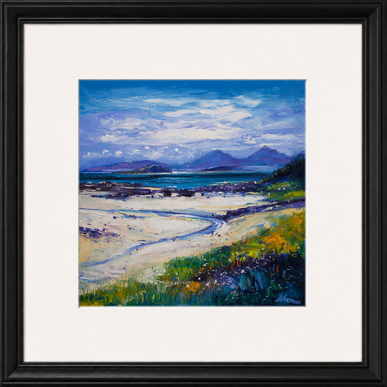 Summer Moonrise on the Paps of Rum from Portuiark by Jolomo - Scottish landscape artwork framed wall art print, product image 9