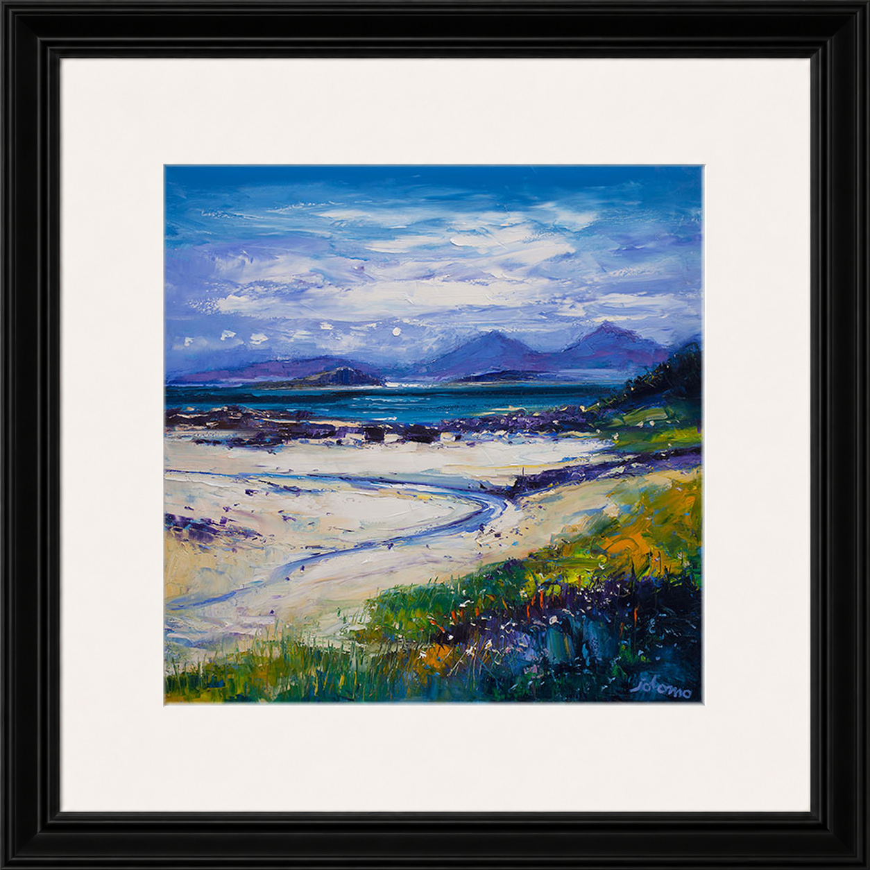 Summer Moonrise on the Paps of Rum from Portuiark by Jolomo - Scottish landscape artwork framed wall art print, product image 15