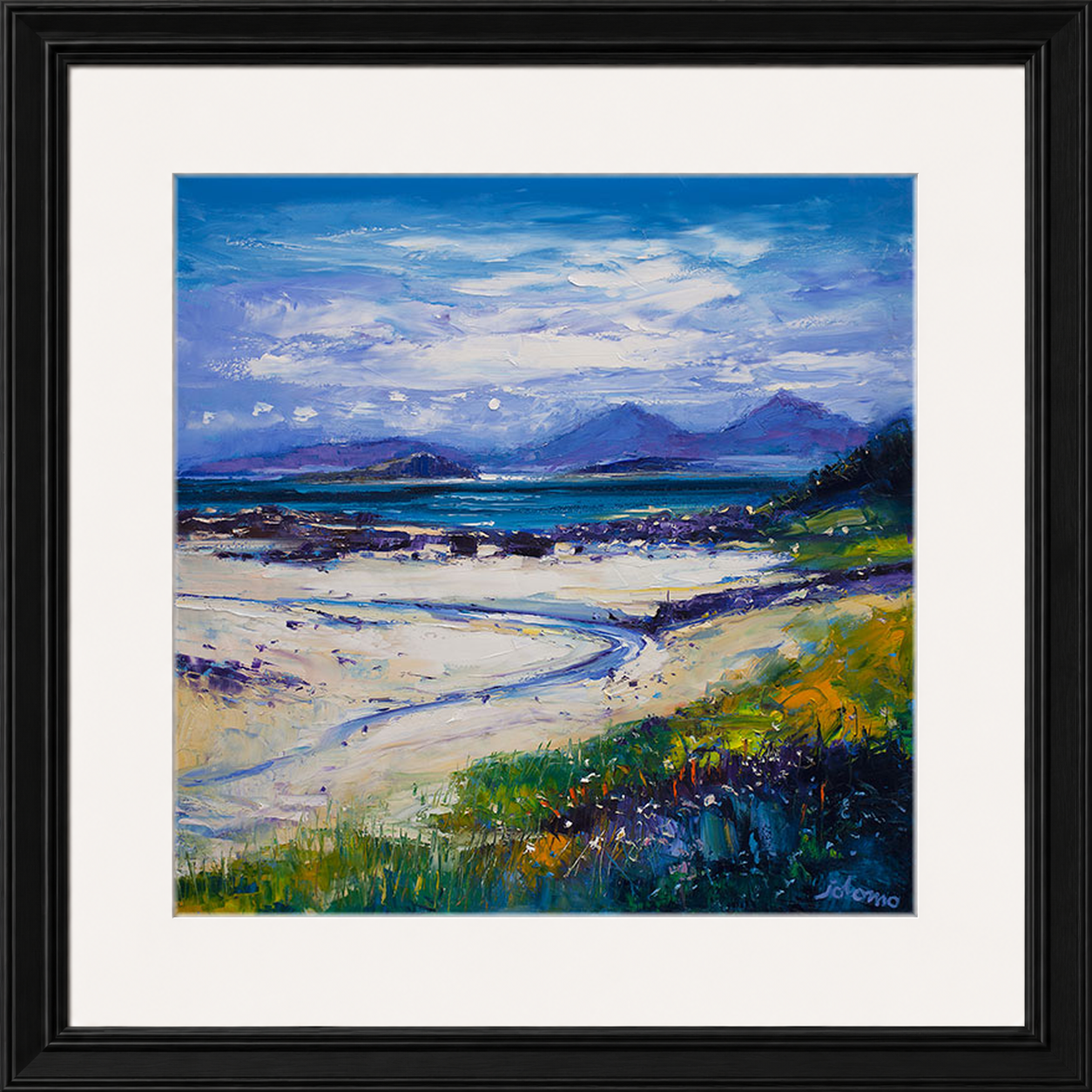 Summer Moonrise on the Paps of Rum from Portuiark by Jolomo - Scottish landscape artwork framed wall art print, product image 21