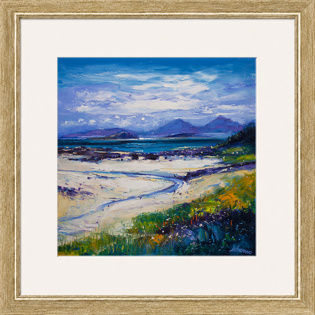 Summer Moonrise on the Paps of Rum from Portuiark by Jolomo - Scottish landscape artwork framed wall art print, product image 18