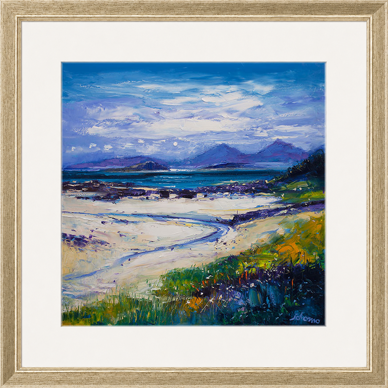 Summer Moonrise on the Paps of Rum from Portuiark by Jolomo - Scottish landscape artwork framed wall art print, product image 24