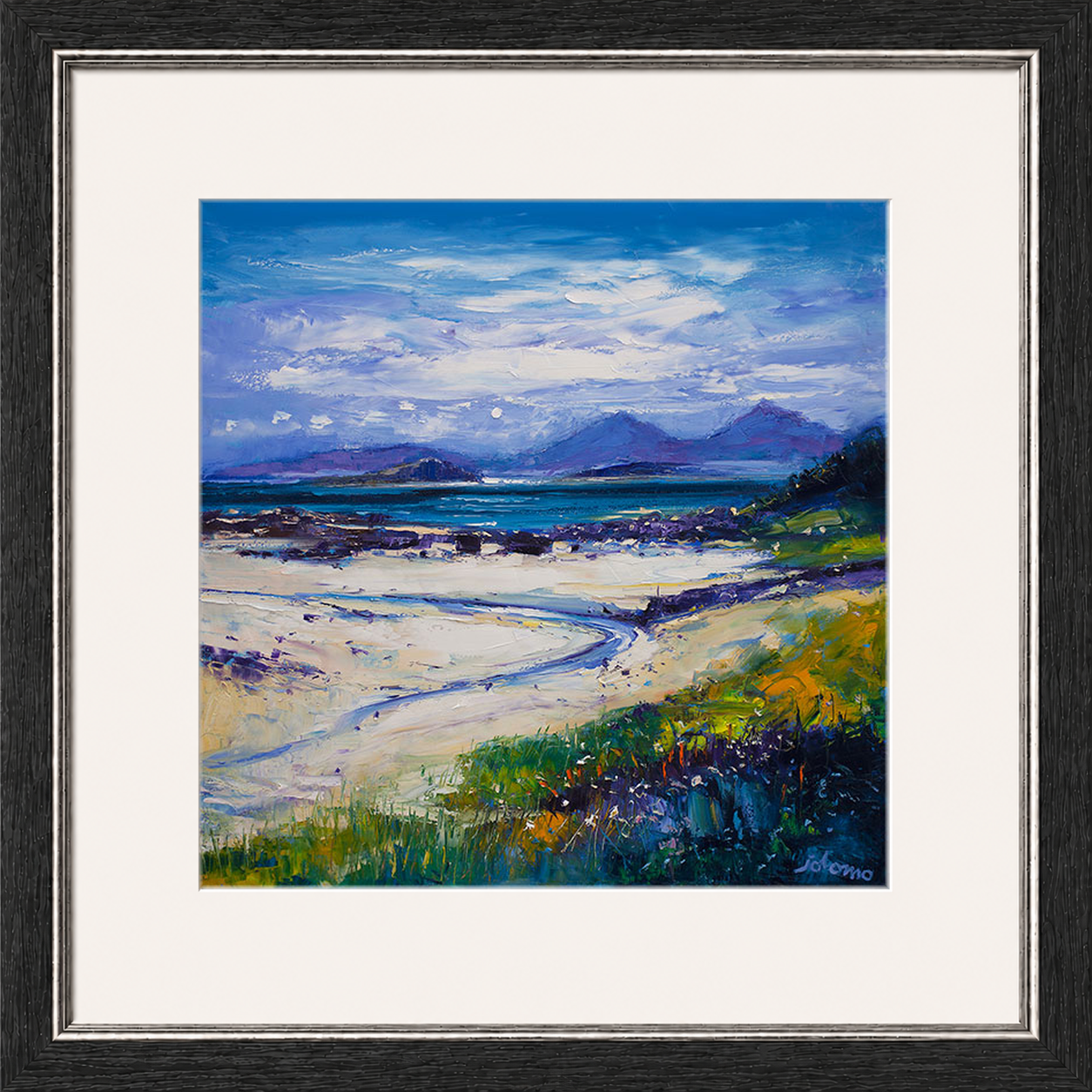 Summer Moonrise on the Paps of Rum from Portuiark by Jolomo - Scottish landscape artwork framed wall art print, product image 14