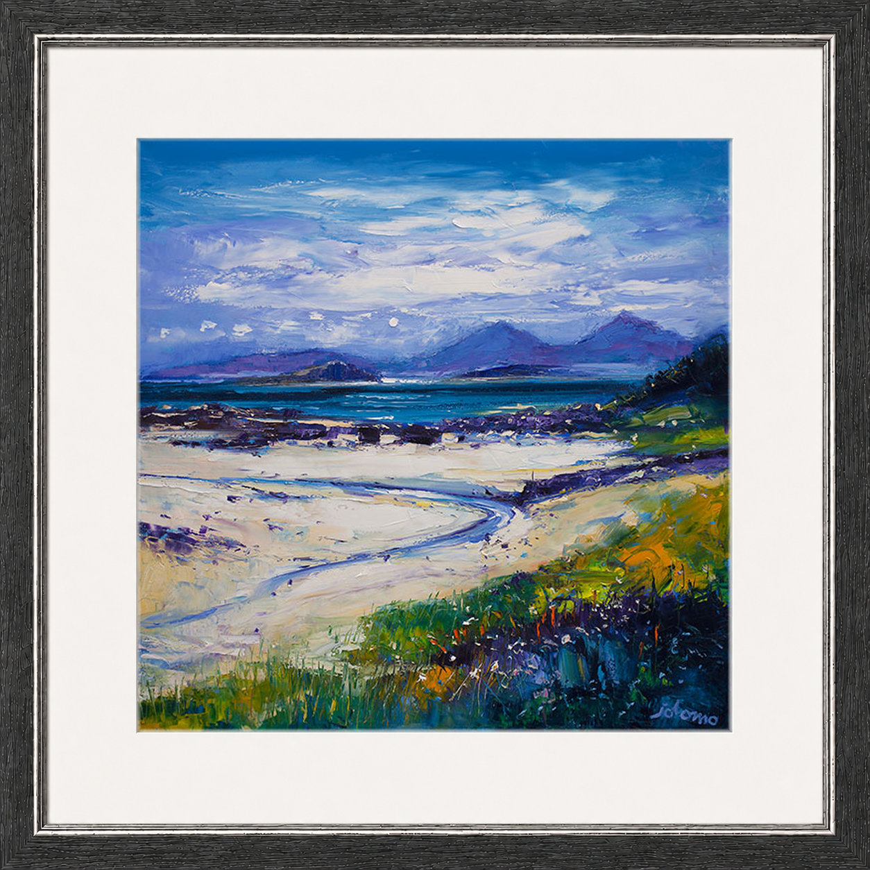 Summer Moonrise on the Paps of Rum from Portuiark by Jolomo - Scottish landscape artwork framed wall art print, product image 20