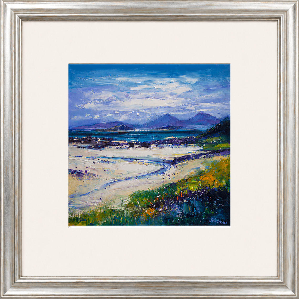 Summer Moonrise on the Paps of Rum from Portuiark by Jolomo - Scottish landscape artwork framed wall art print, product image 11