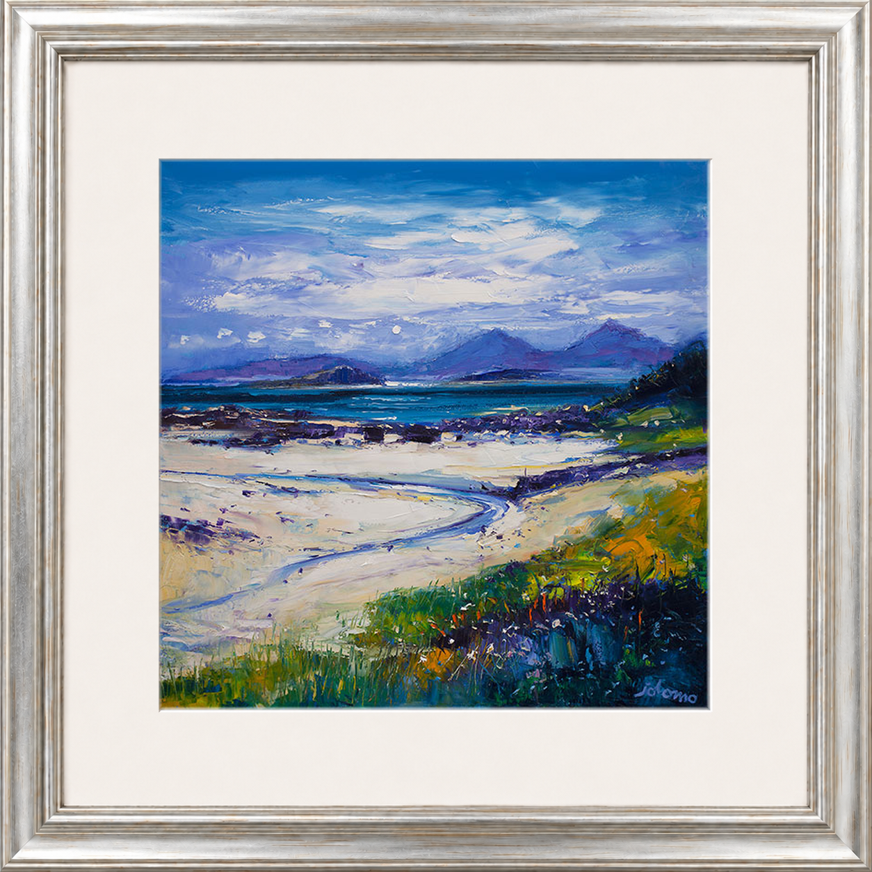 Summer Moonrise on the Paps of Rum from Portuiark by Jolomo - Scottish landscape artwork framed wall art print, product image 17
