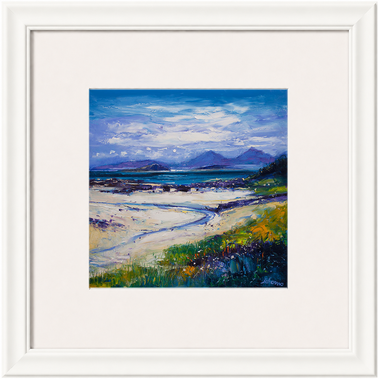 Summer Moonrise on the Paps of Rum from Portuiark by Jolomo - Scottish landscape artwork framed wall art print, product image 4