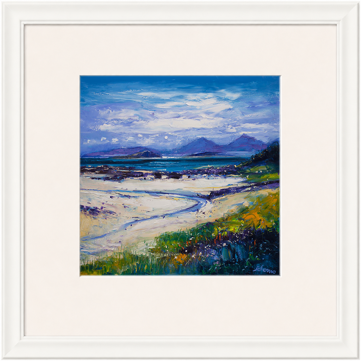 Summer Moonrise on the Paps of Rum from Portuiark by Jolomo - Scottish landscape artwork framed wall art print, product image 10