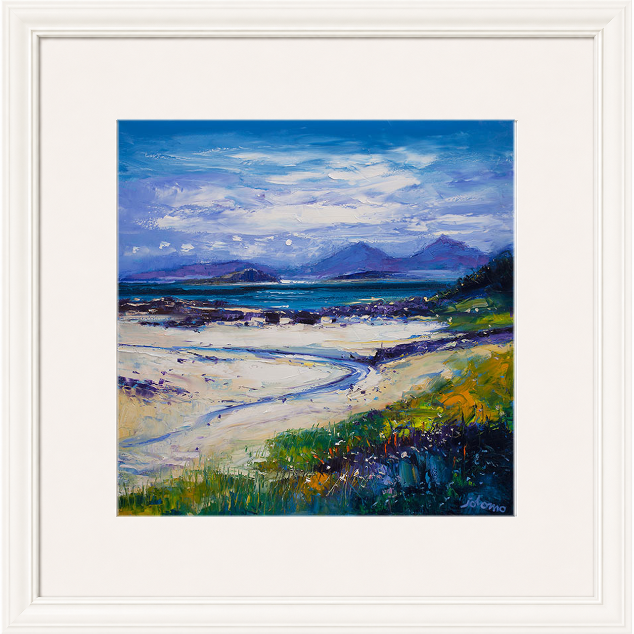 Summer Moonrise on the Paps of Rum from Portuiark by Jolomo - Scottish landscape artwork framed wall art print, product image 16