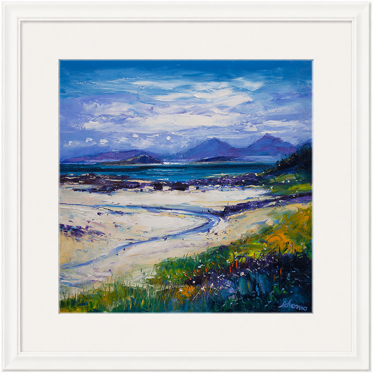 Summer Moonrise on the Paps of Rum from Portuiark by Jolomo - Scottish landscape artwork framed wall art print, product image 22