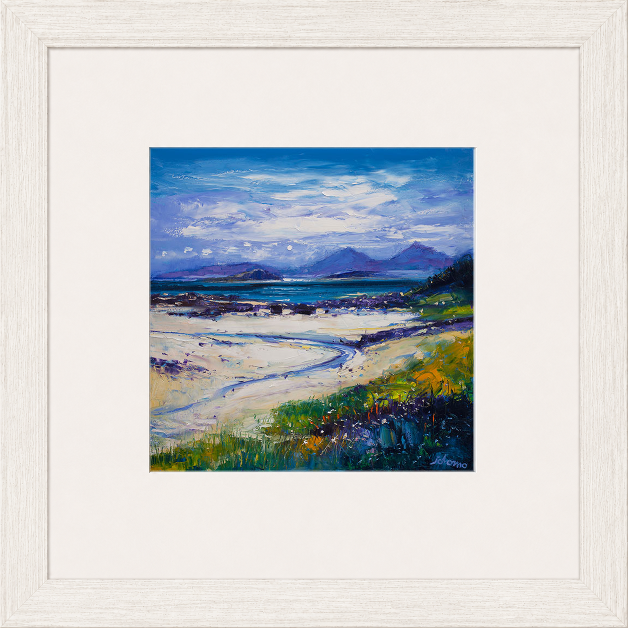 Summer Moonrise on the Paps of Rum from Portuiark by Jolomo - Scottish landscape artwork framed wall art print, product image 7