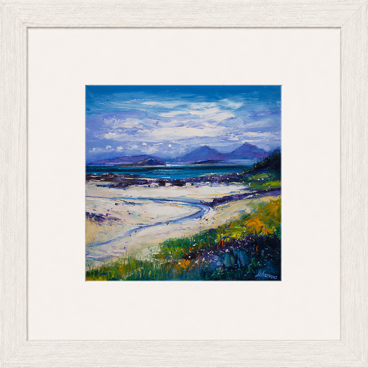 Summer Moonrise on the Paps of Rum from Portuiark by Jolomo - Scottish landscape artwork framed wall art print, product image 13