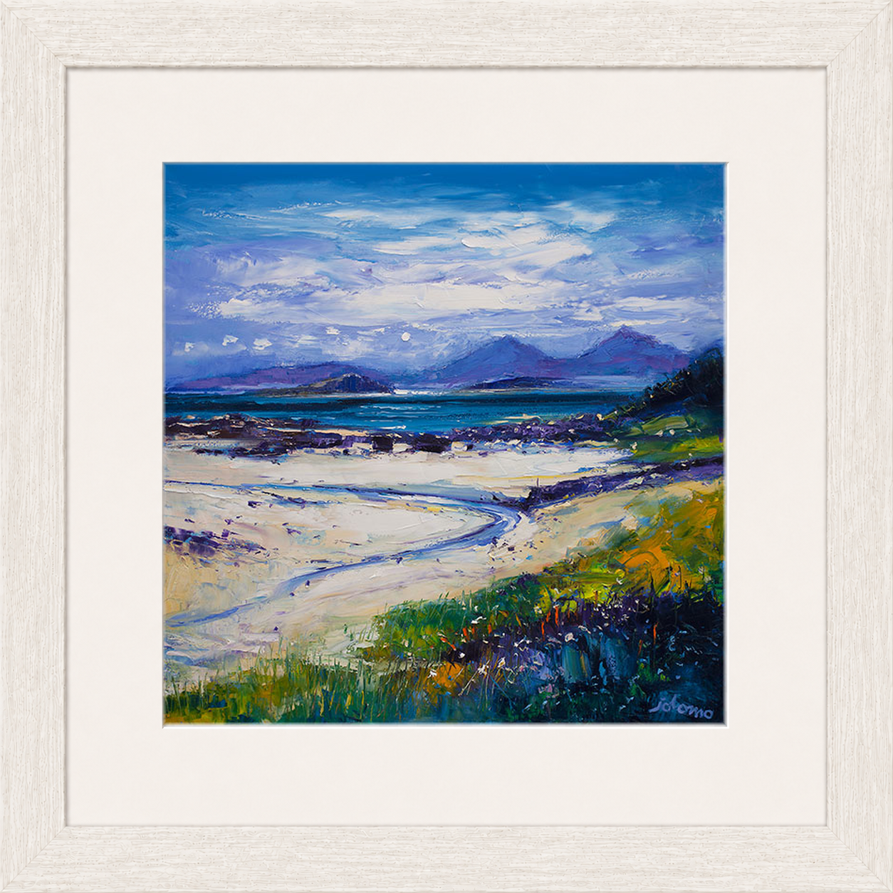 Summer Moonrise on the Paps of Rum from Portuiark by Jolomo - Scottish landscape artwork framed wall art print, product image 19