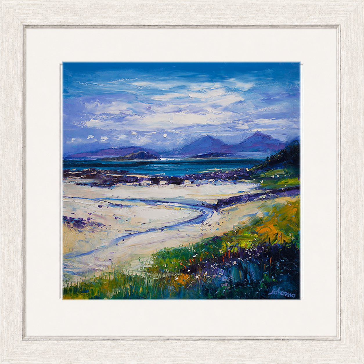 Summer Moonrise on the Paps of Rum from Portuiark by Jolomo - Scottish landscape artwork framed wall art print, product image 25