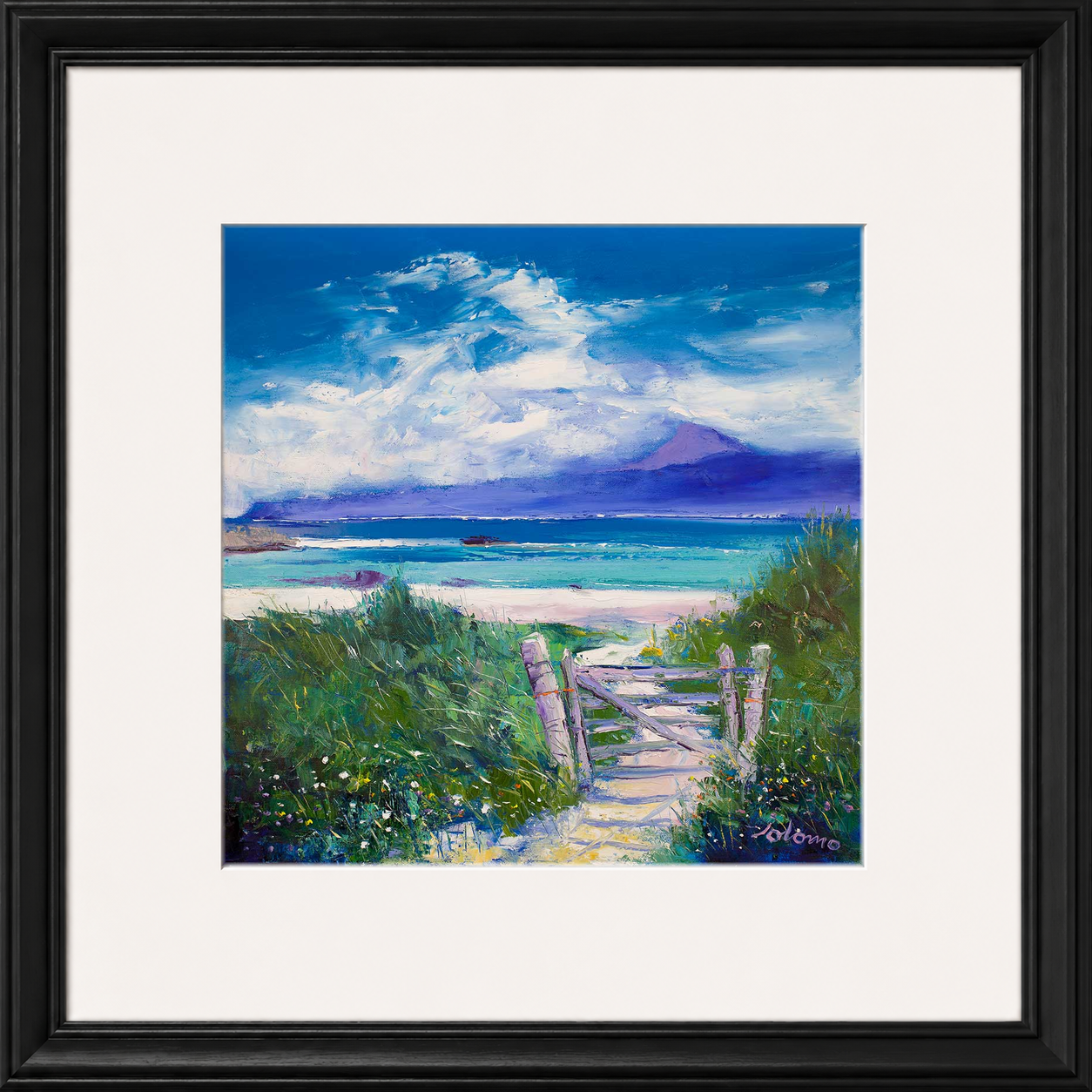 Summer Morninglight Beach Path, Iona by Jolomo - Scottish coastal landscape artwork framed wall art print, product image 9