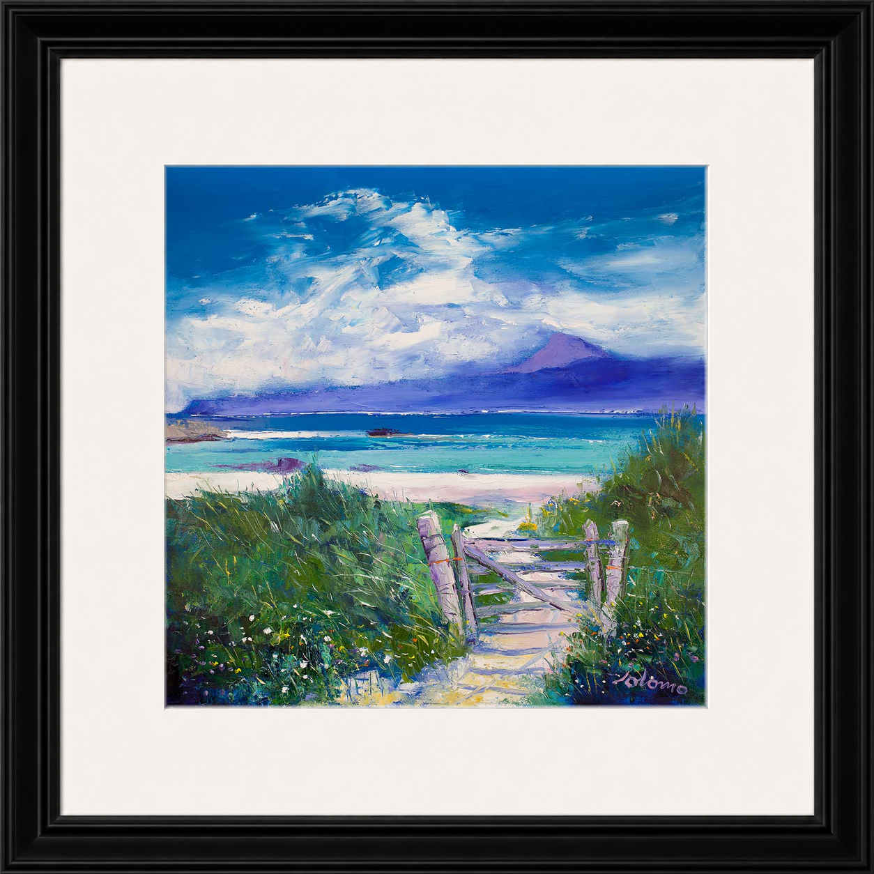 Summer Morninglight Beach Path, Iona by Jolomo - Scottish coastal landscape artwork framed wall art print, product image 15