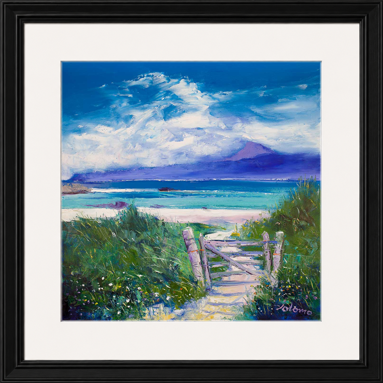 Summer Morninglight Beach Path, Iona by Jolomo - Scottish coastal landscape artwork framed wall art print, product image 21
