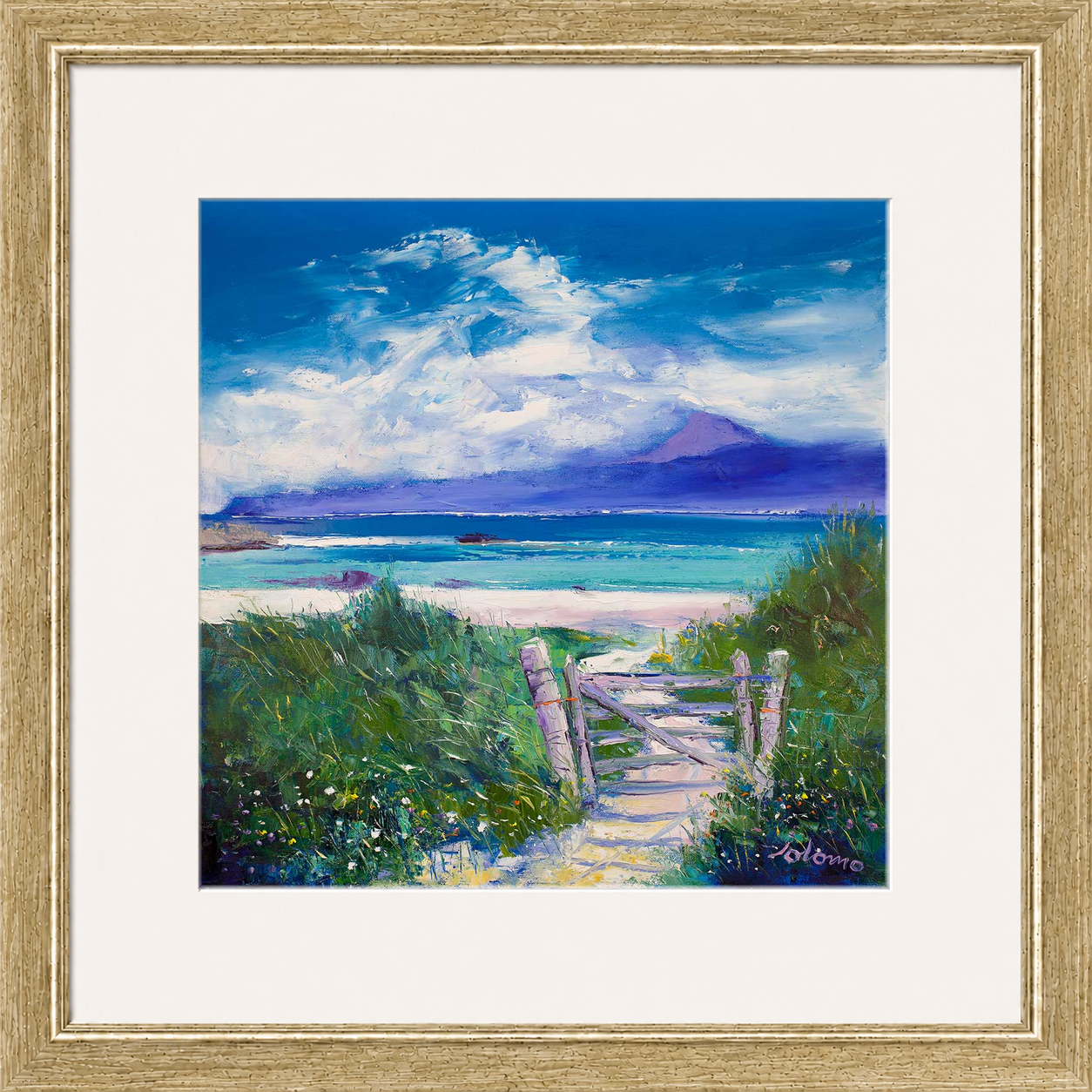 Summer Morninglight Beach Path, Iona by Jolomo - Scottish coastal landscape artwork framed wall art print, product image 18