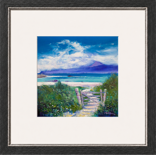 Summer Morninglight Beach Path, Iona by John Lowrie Morrison (Jolomo) Framed Art