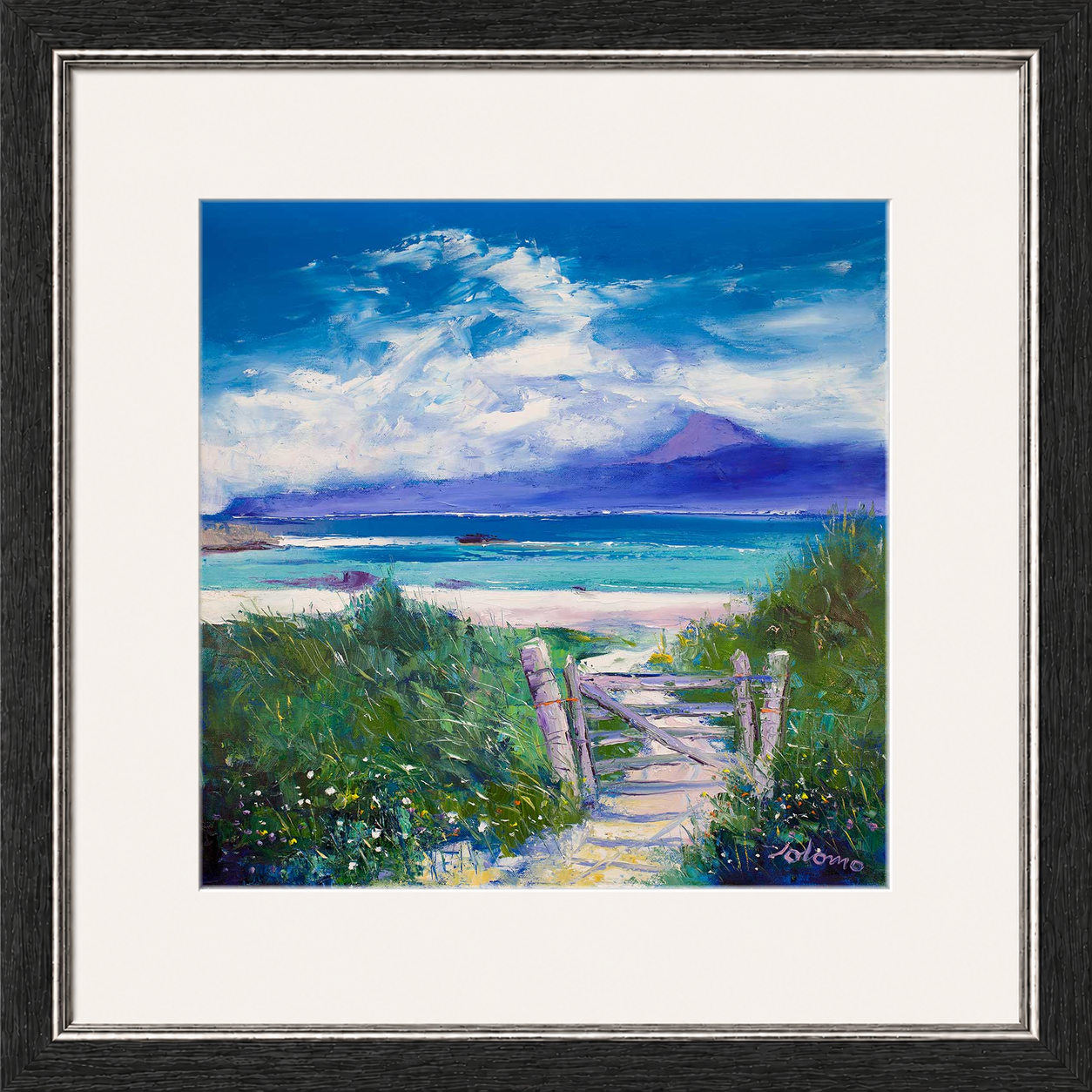 Summer Morninglight Beach Path, Iona by Jolomo - Scottish coastal landscape artwork framed wall art print, product image 14