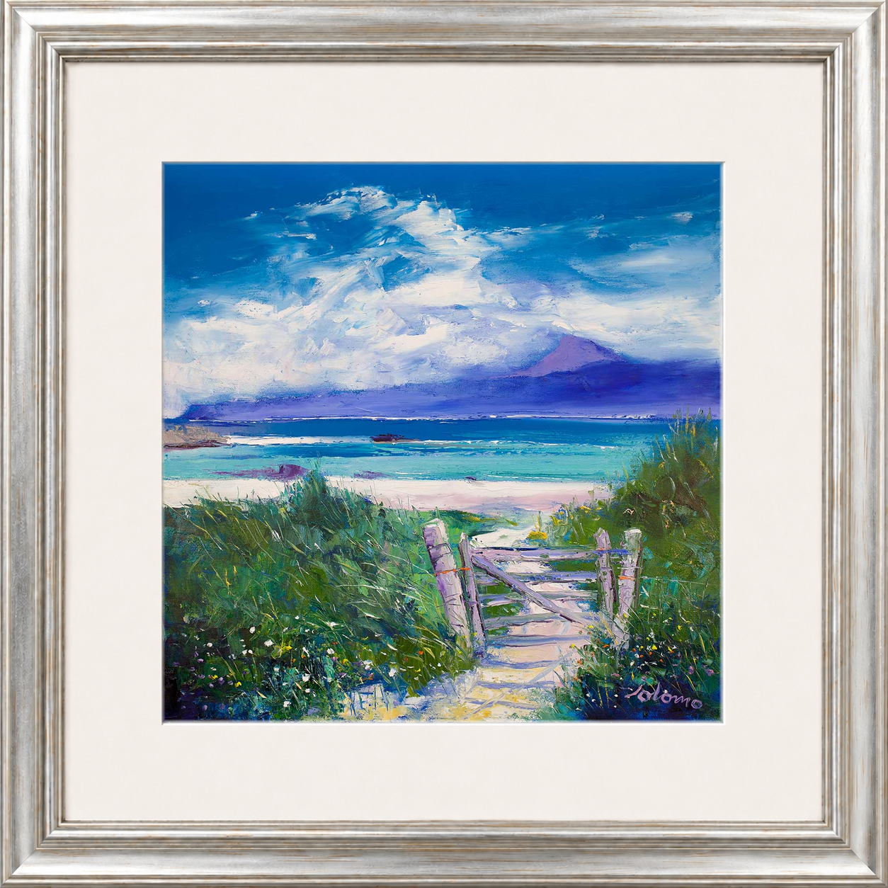 Summer Morninglight Beach Path, Iona by Jolomo - Scottish coastal landscape artwork framed wall art print, product image 17