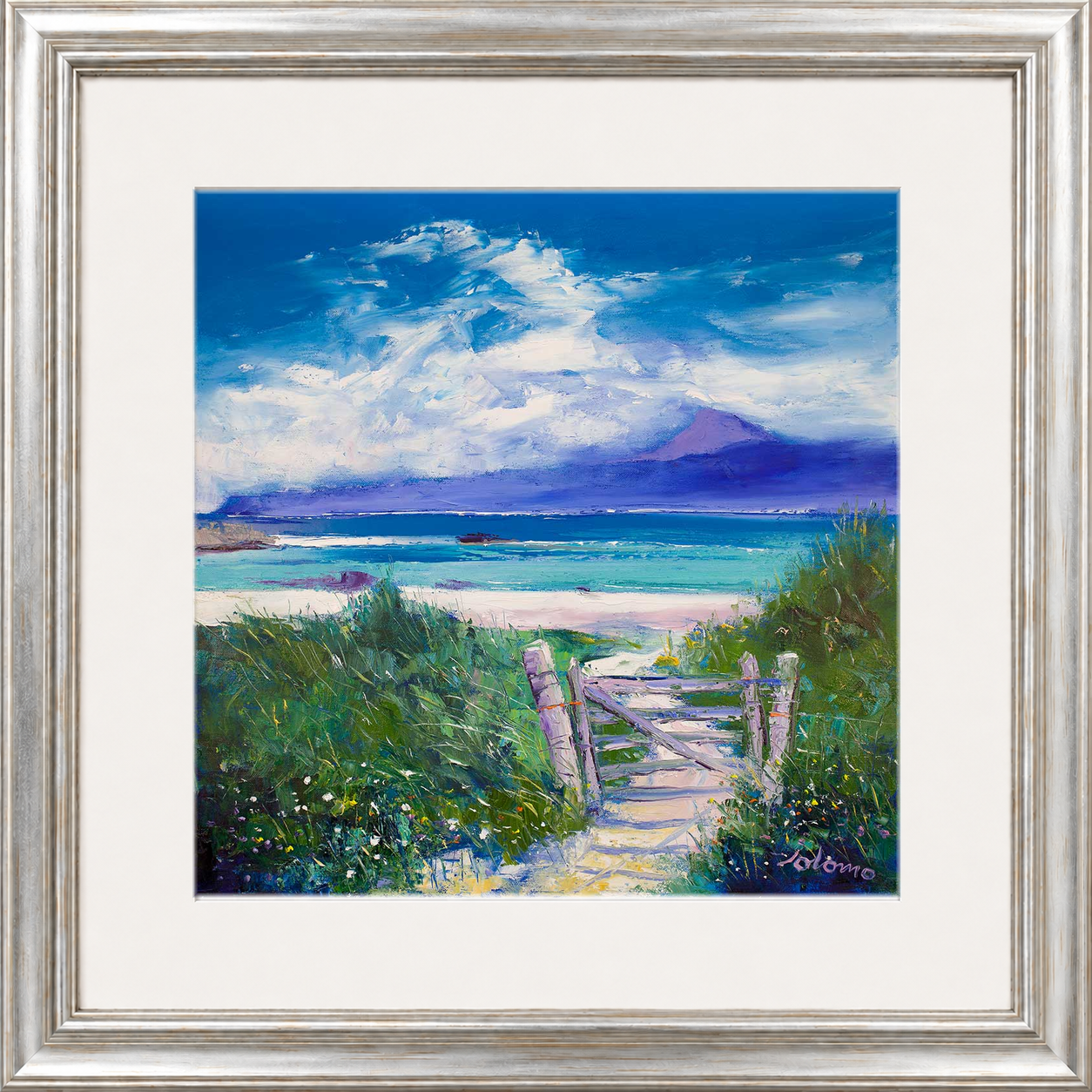 Summer Morninglight Beach Path, Iona by Jolomo - Scottish coastal landscape artwork framed wall art print, product image 23