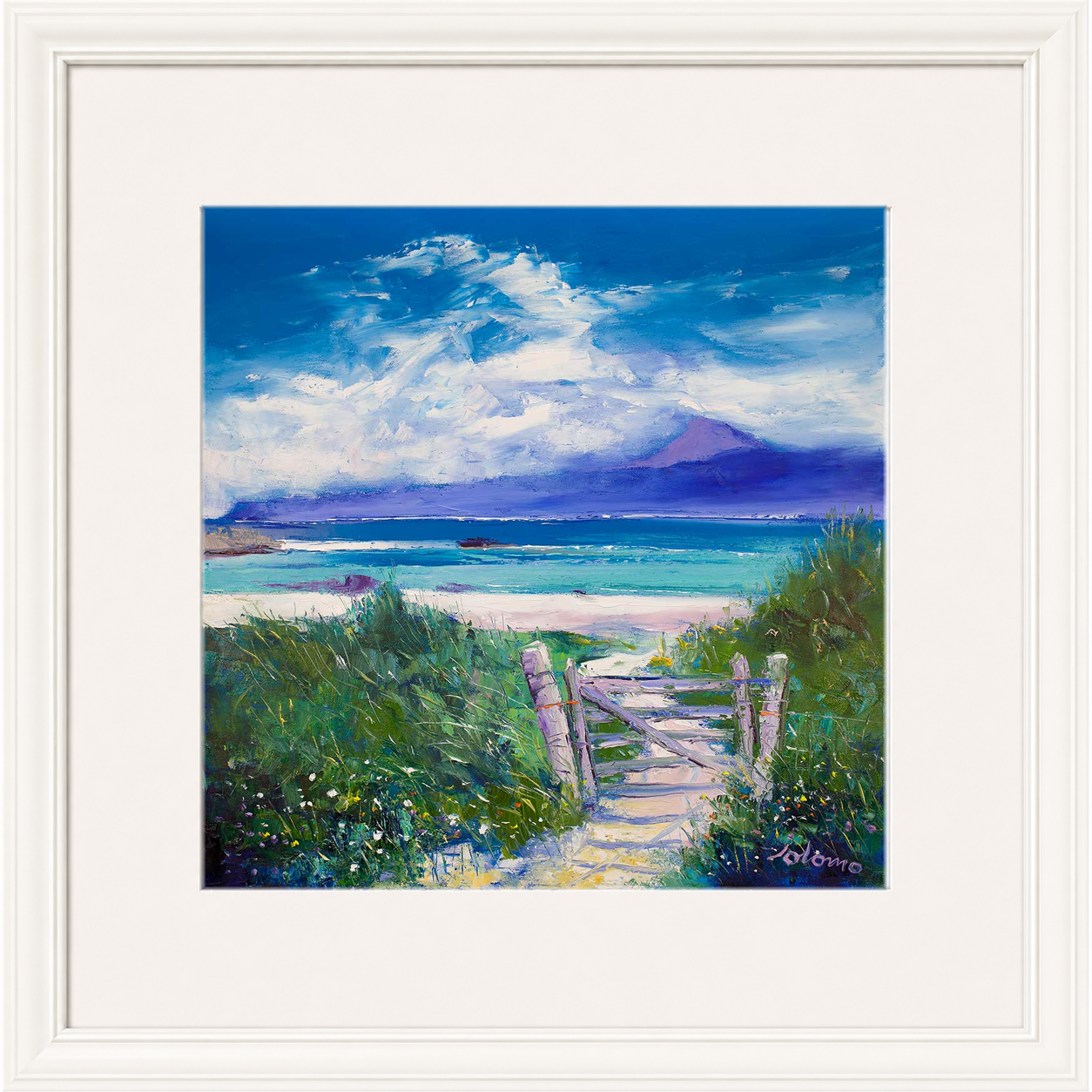 Summer Morninglight Beach Path, Iona by Jolomo - Scottish coastal landscape artwork framed wall art print, product image 16