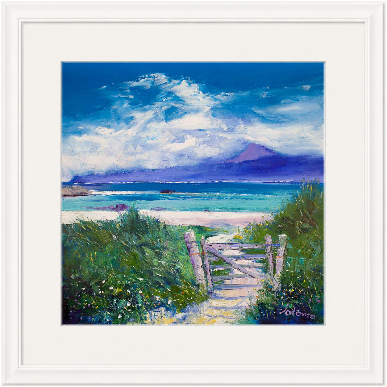 Summer Morninglight Beach Path, Iona by Jolomo - Scottish coastal landscape artwork framed wall art print, product image 22