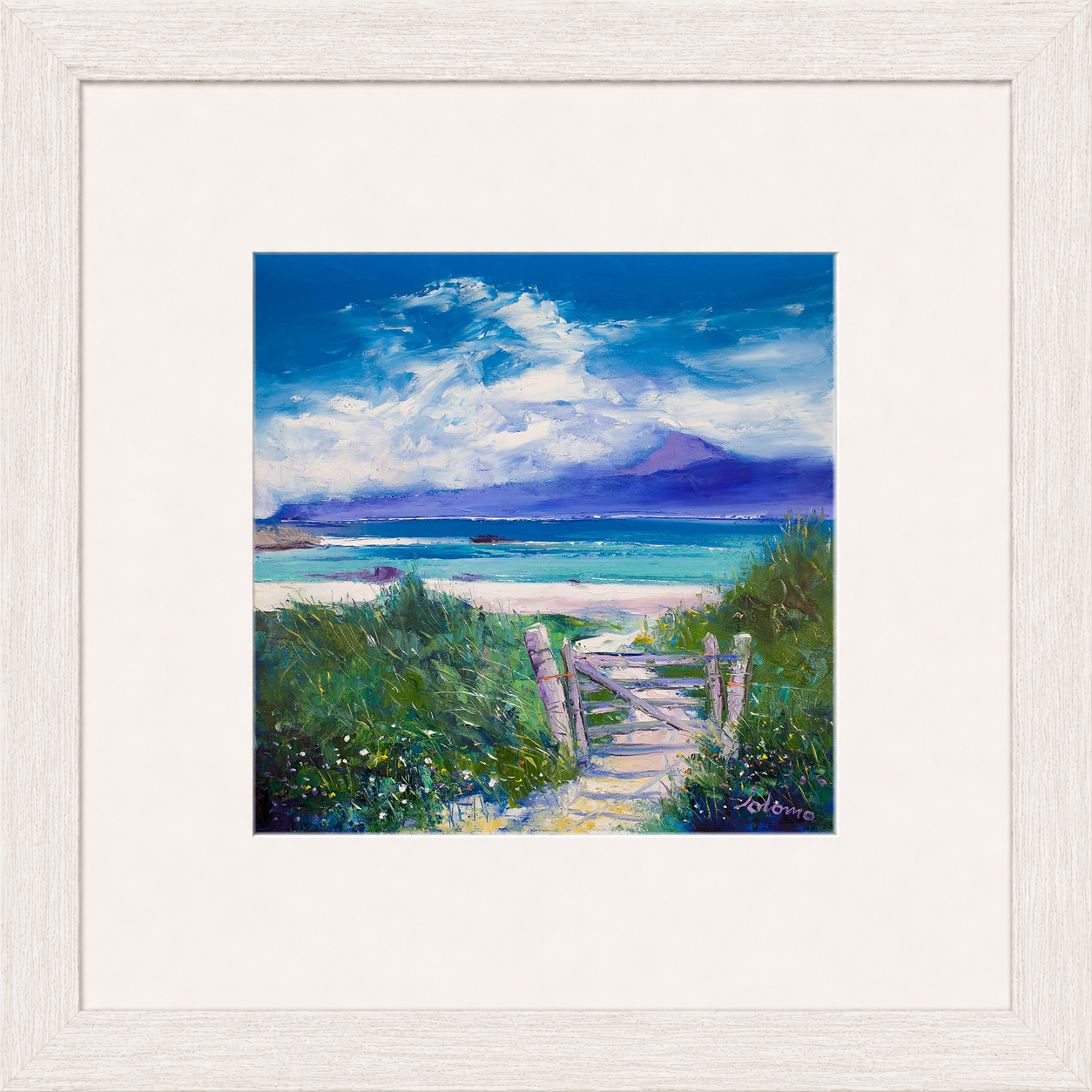Summer Morninglight Beach Path, Iona by Jolomo - Scottish coastal landscape artwork framed wall art print, product image 13