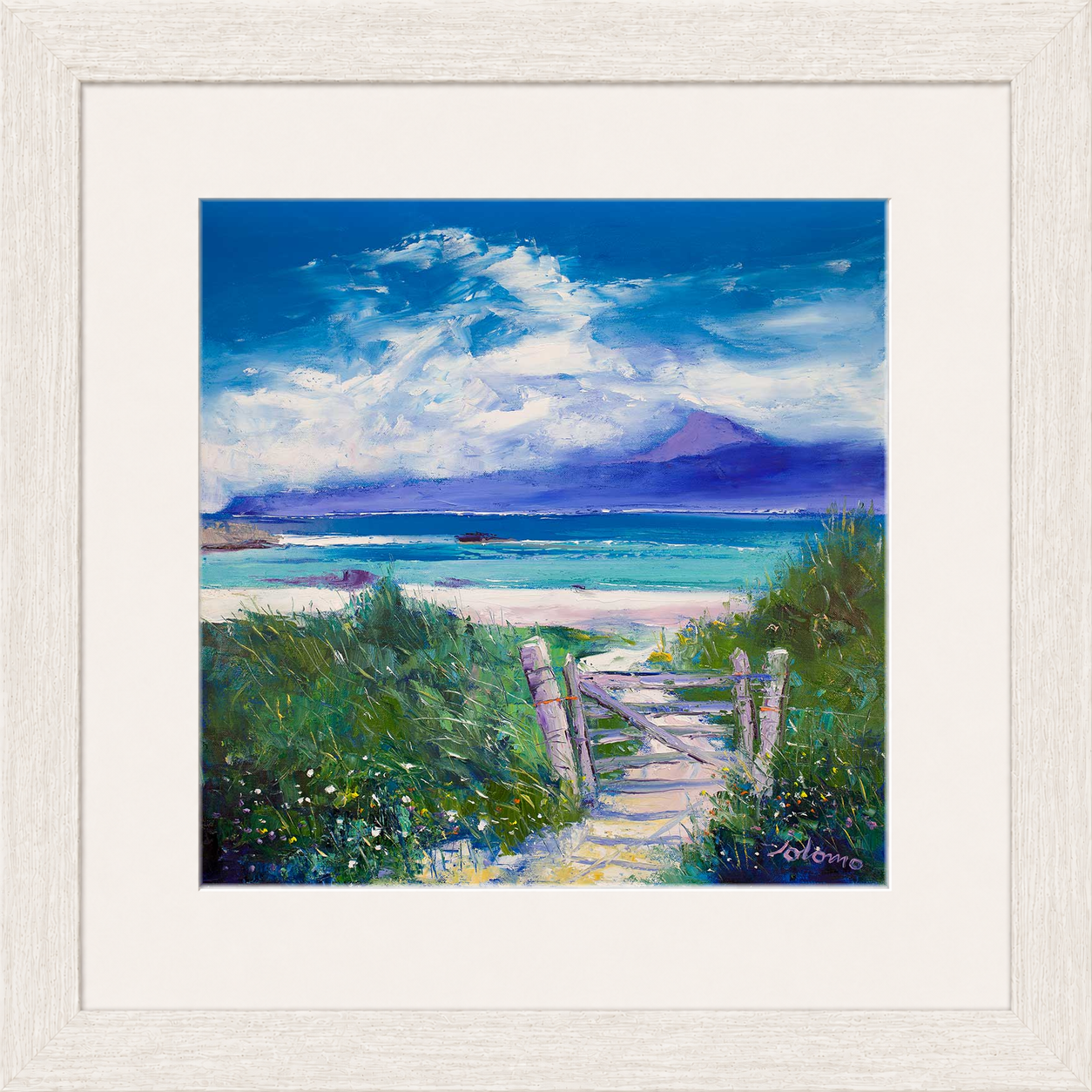 Summer Morninglight Beach Path, Iona by Jolomo - Scottish coastal landscape artwork framed wall art print, product image 19