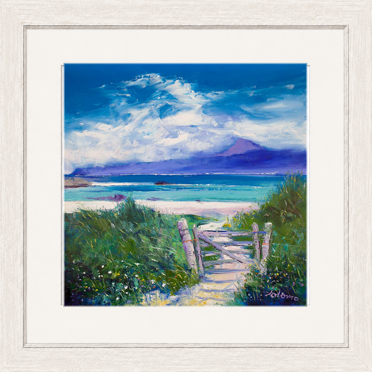 Summer Morninglight Beach Path, Iona by Jolomo - Scottish coastal landscape artwork framed wall art print, product image 25