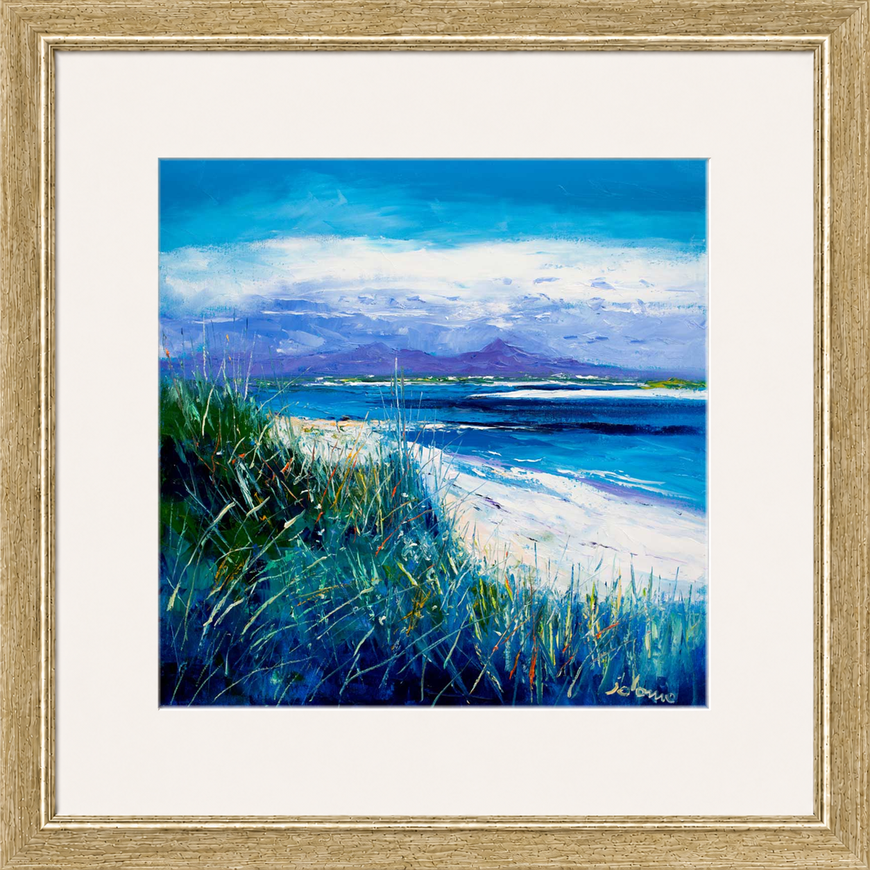 Summer Light Benbecula, Looking to South Uist by Jolomo - Scottish landscape artwork framed wall art print, product image 18