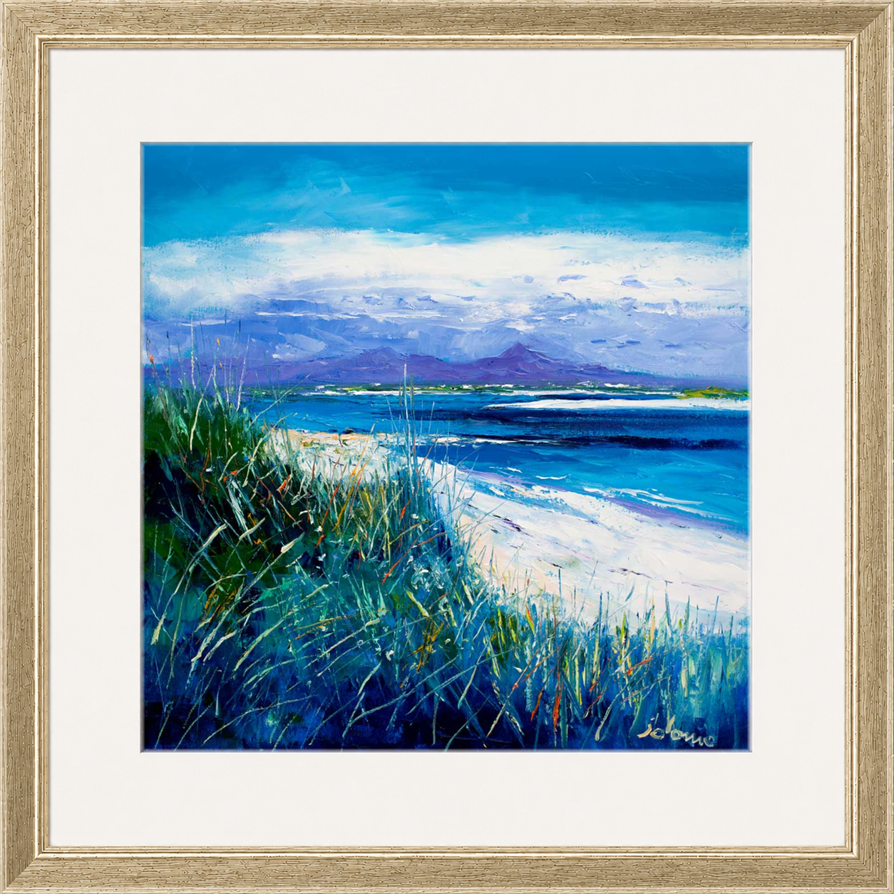 Summer Light Benbecula, Looking to South Uist by Jolomo - Scottish landscape artwork framed wall art print, product image 24