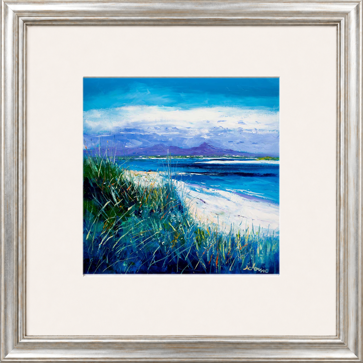 Summer Light Benbecula, Looking to South Uist by Jolomo - Scottish landscape artwork framed wall art print, product image 11