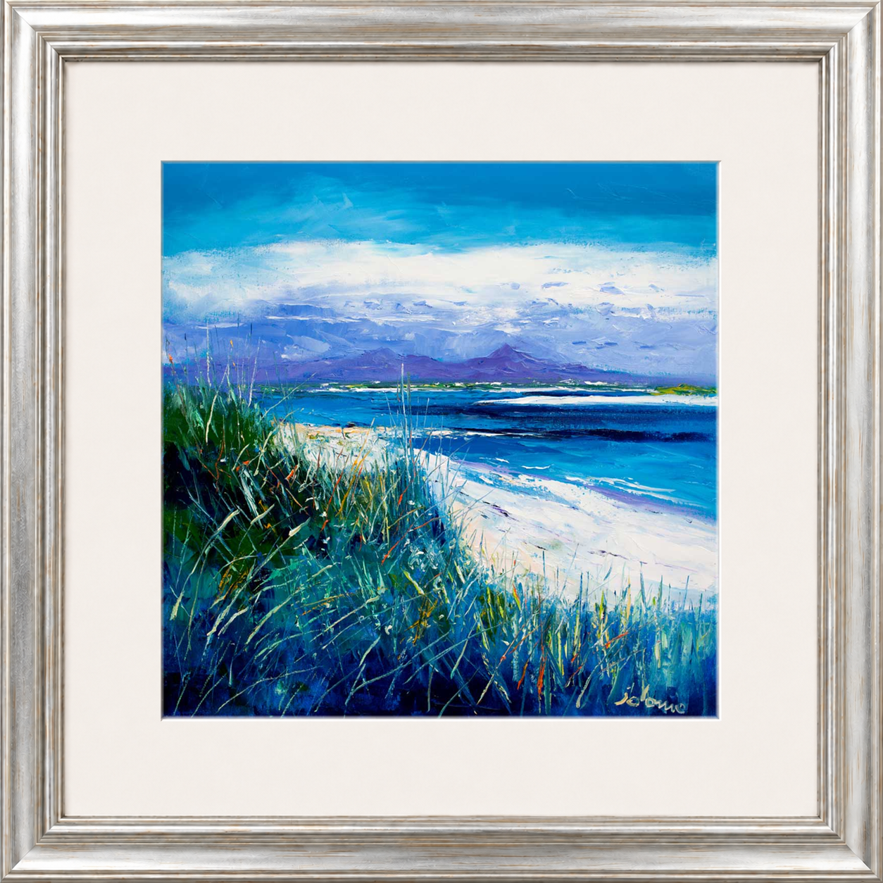 Summer Light Benbecula, Looking to South Uist by Jolomo - Scottish landscape artwork framed wall art print, product image 17