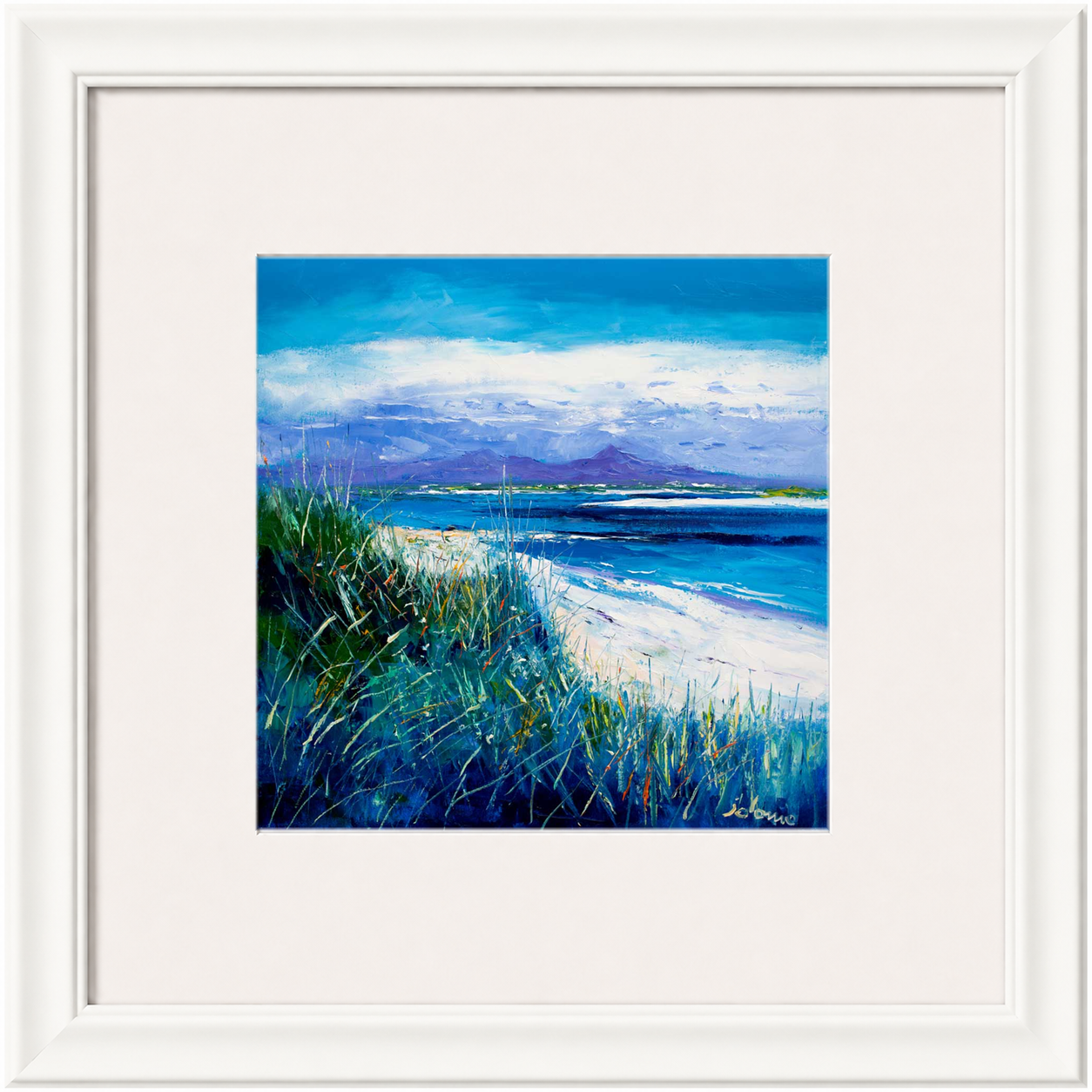 Summer Light Benbecula, Looking to South Uist by Jolomo - Scottish landscape artwork framed wall art print, product image 4