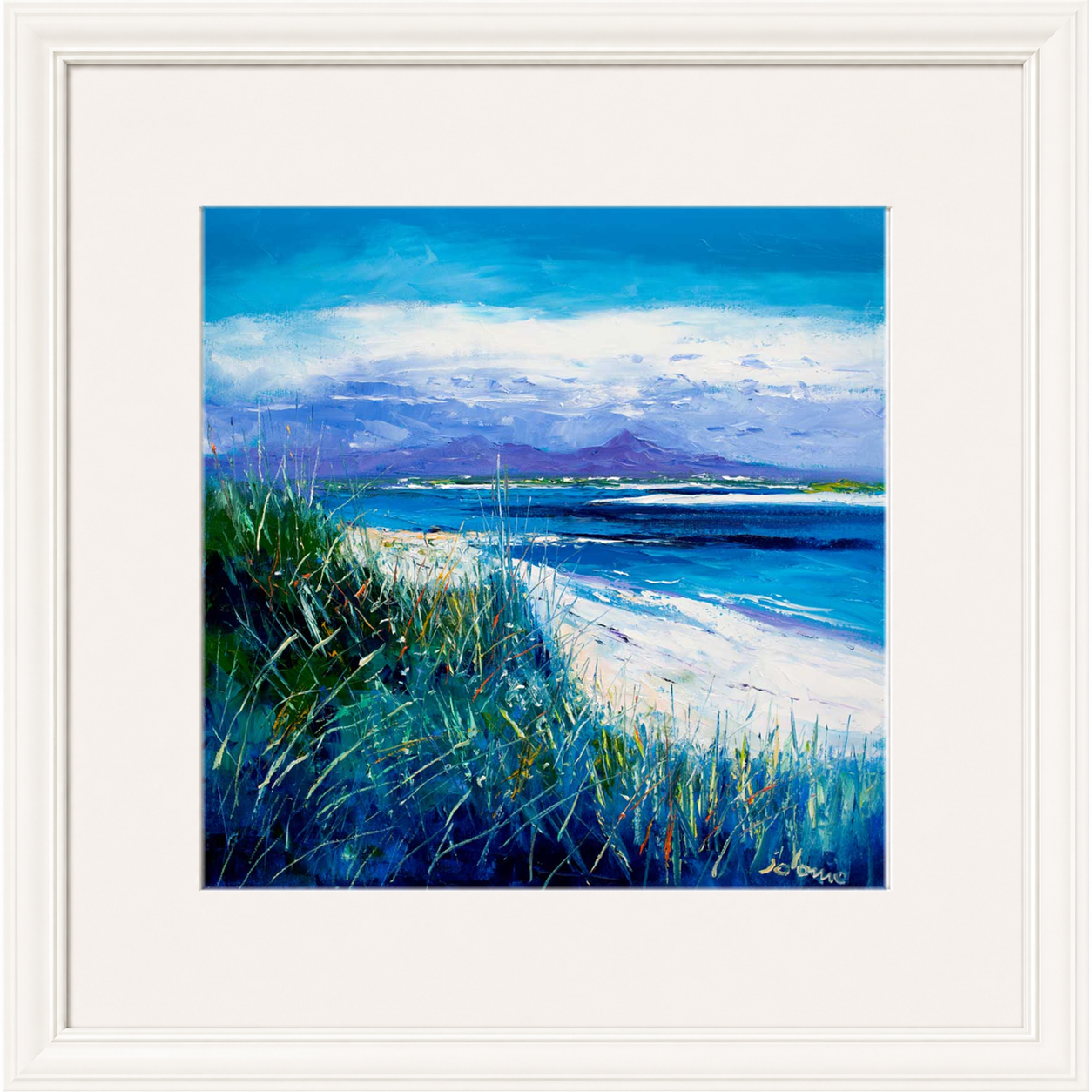 Summer Light Benbecula, Looking to South Uist by Jolomo - Scottish landscape artwork framed wall art print, product image 16