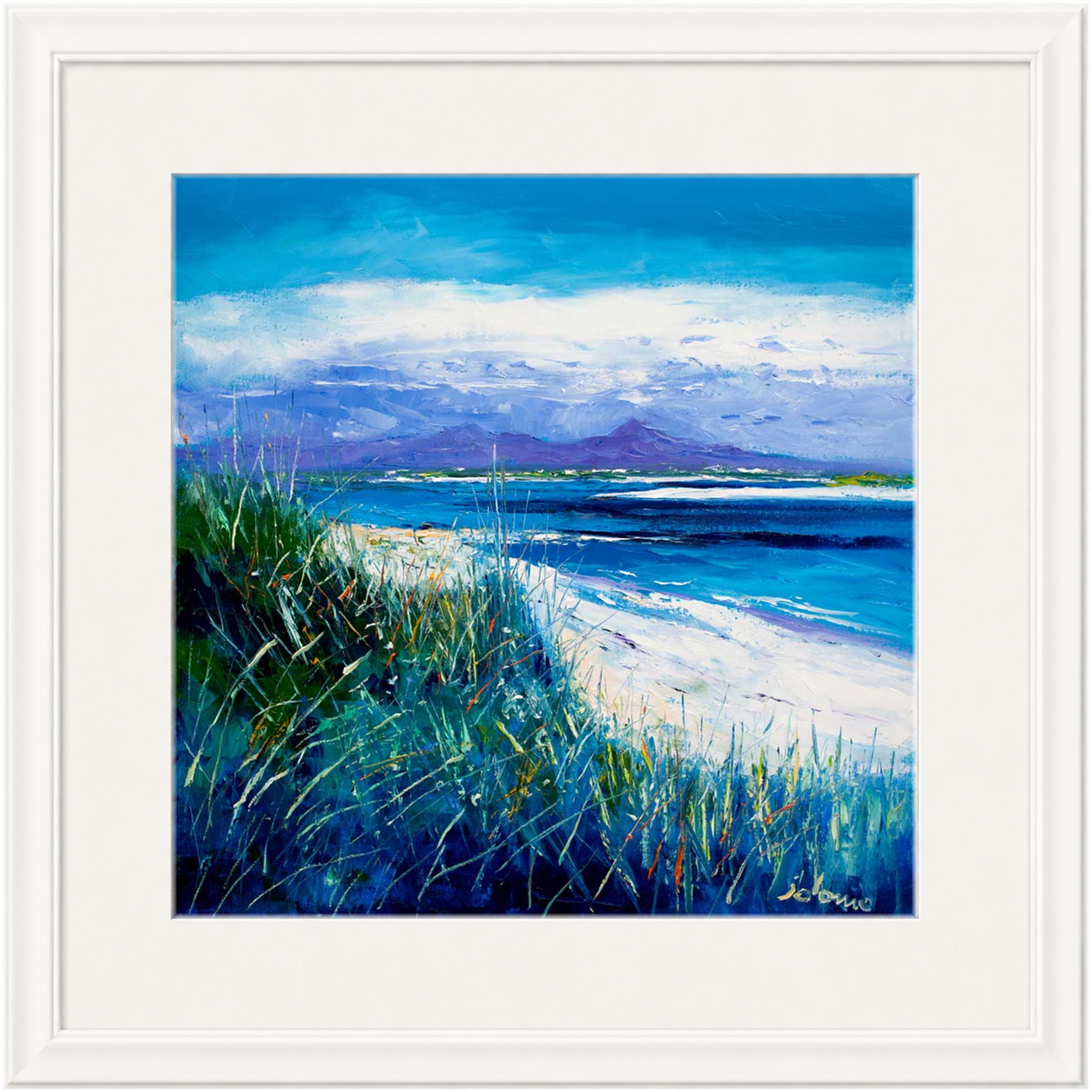 Summer Light Benbecula, Looking to South Uist by Jolomo - Scottish landscape artwork framed wall art print, product image 22