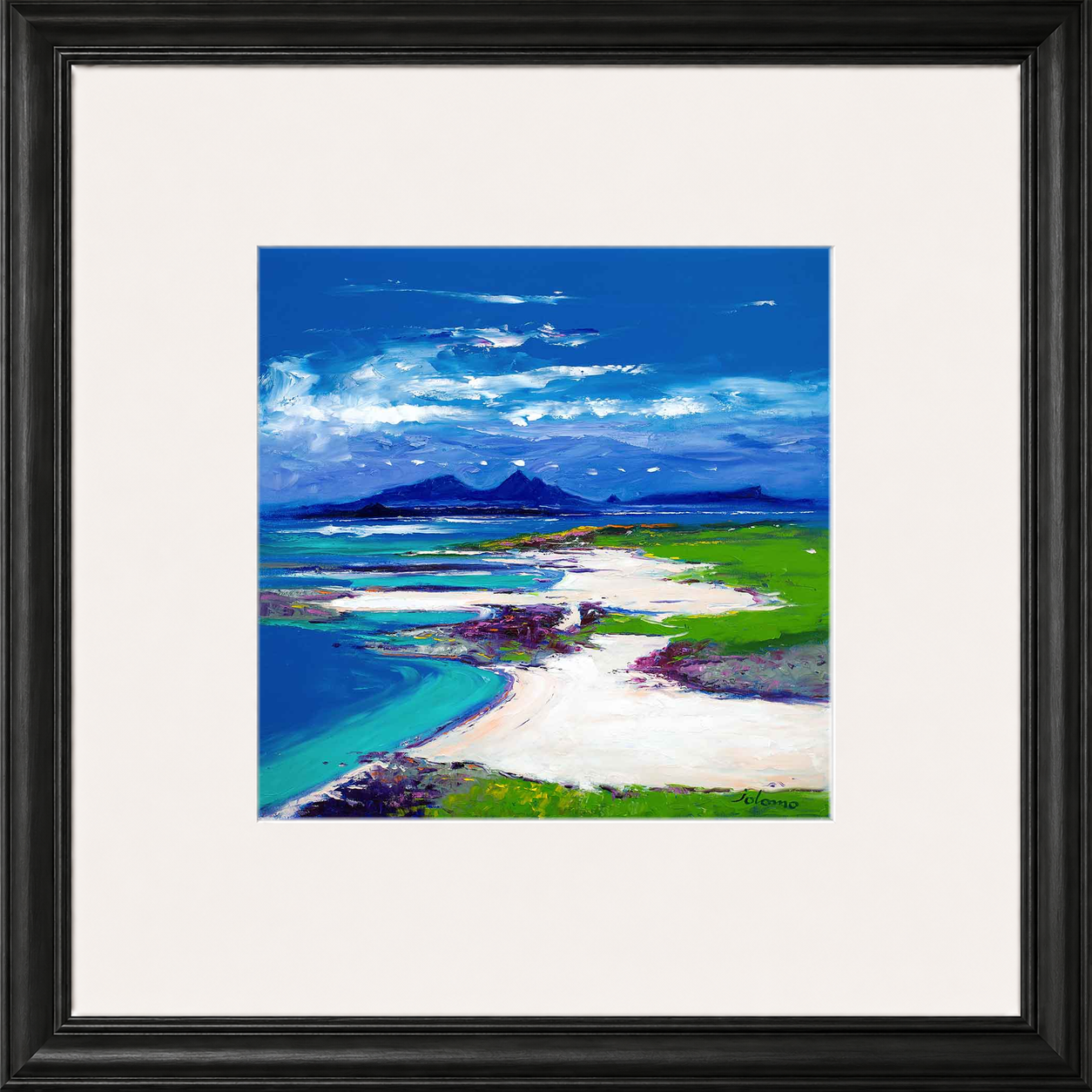 Summerlight, Sanna Bay, Ardnamurchan by Jolomo - Scottish coastal landscape artwork framed wall art print, product image 3